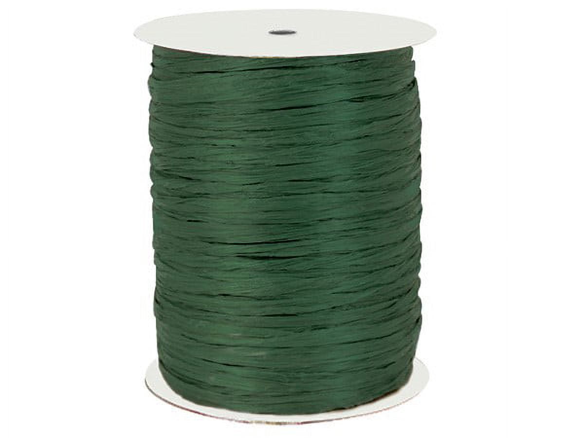 Pack Of 1, Solid Hunter Green Paper Raffia Ribbon 1/4" - 1.25" Width 100 Yard Roll 100% Natural Fibers