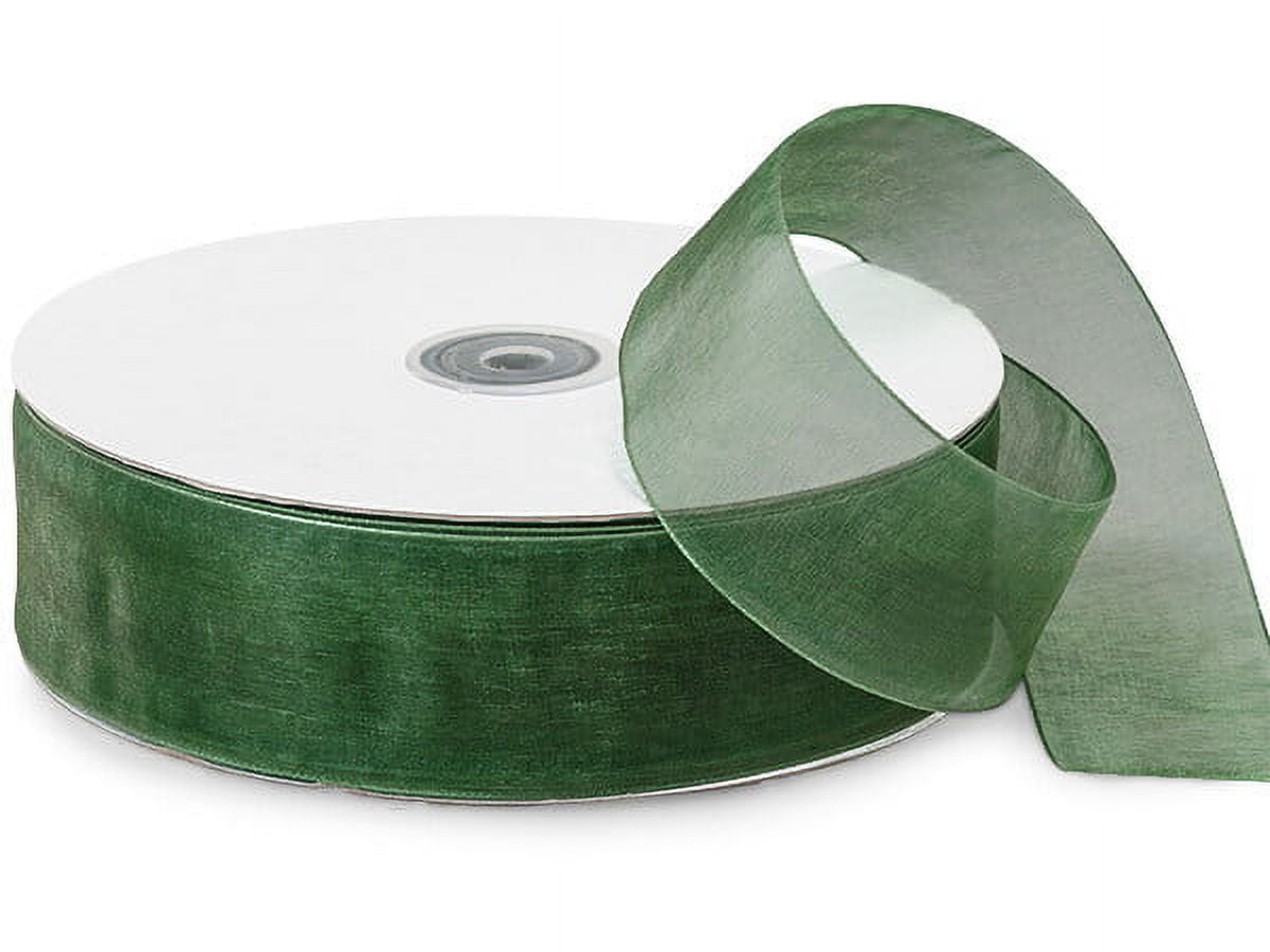 Pack Of 1, Solid Hunter Green Sheer Organza Ribbon 1.5"X100 Yds 100% Nylon