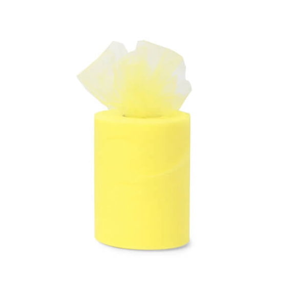 Pack Of 1, Solid Lemon Flame Retardant Tulle Ribbon 6" X 100 Yds Nylon Netting Great Floral & Gift Netting Ribbon