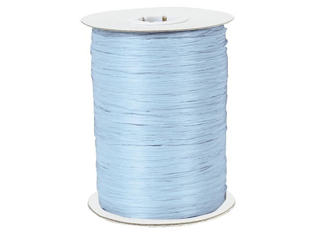 Pack Of 1, Solid Light Blue Paper Raffia Ribbon 1/4" - 1.25" Width 100 Yard Roll 100% Natural Fibers