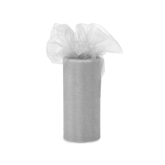 Pack Of 1, Solid Light Silver Glimmer Tulle Ribbon 6" X 25 Yards For Special Occasions Such As Christmas & Weddings