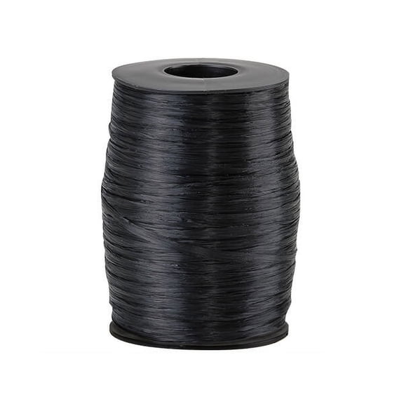 Pack Of 1, Solid Matte Black Synthetic Raffia Ribbon 500 Yds Made in USA