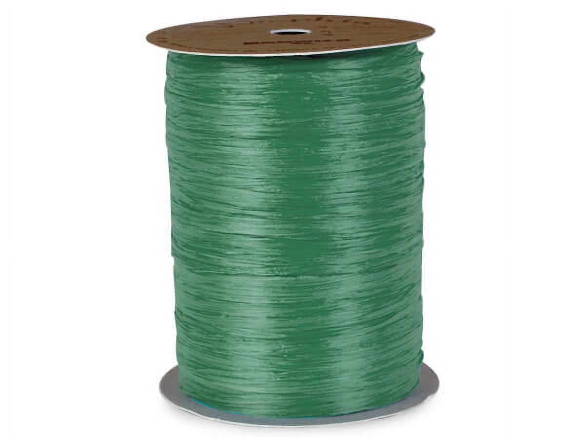 Pack Of 1, Solid Matte Emerald Synthetic Raffia Ribbon 100 Yds Made in USA