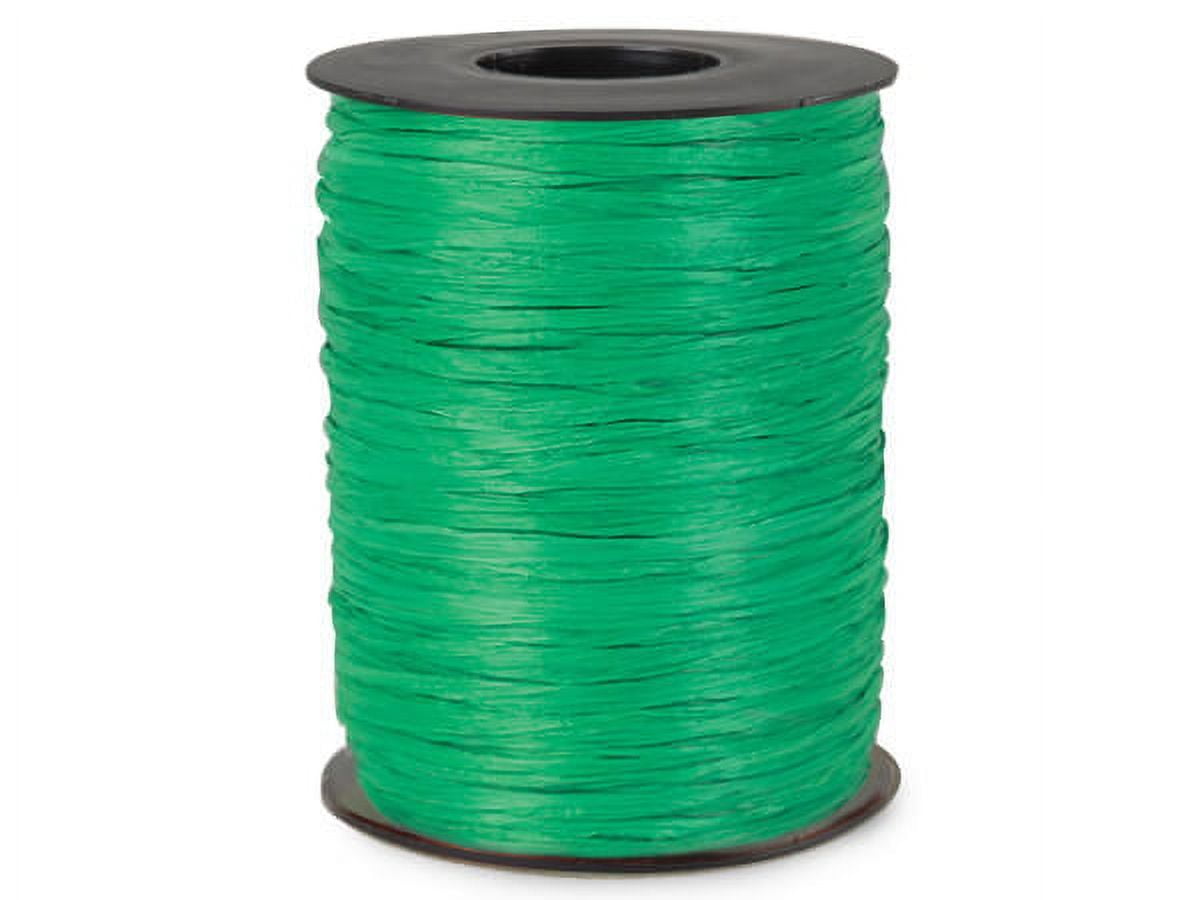 Pack Of 1, Solid Matte Kelly Synthetic Raffia Ribbon 500 Yds Made in USA