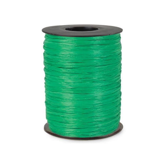 Pack Of 1, Solid Matte Kelly Synthetic Raffia Ribbon 500 Yds Made in USA