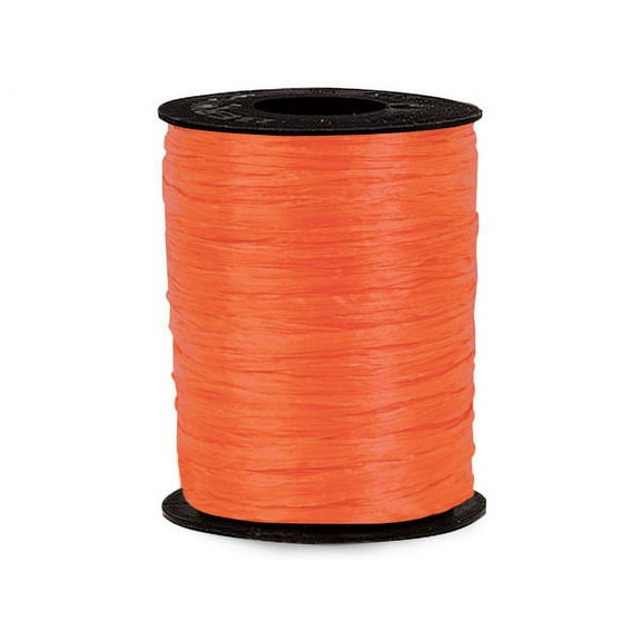 Pack Of 1, Solid Matte Orange Synthetic Raffia Ribbon 500 Yds Made in USA