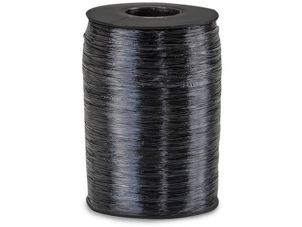 Pack Of 1, Solid Pearlized Black Synthetic Raffia Ribbon 500 Yds Made in USA