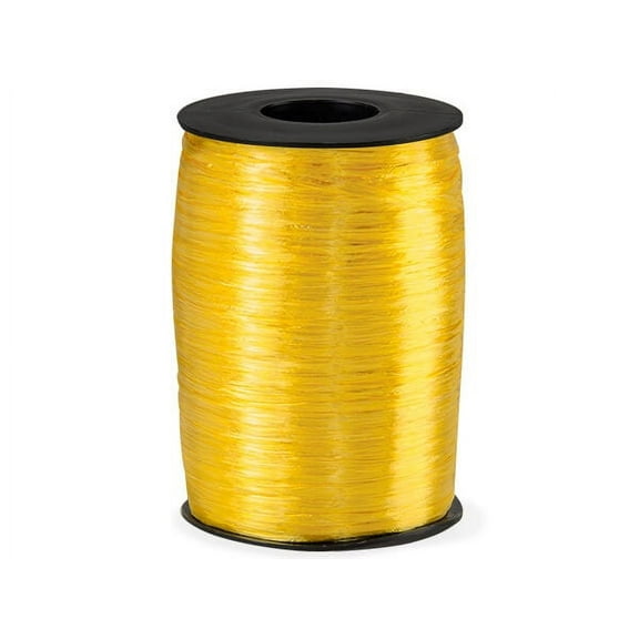 Pack Of 1, Solid Pearlized Daffodil Synthetic Raffia Ribbon 500 Yds Made in USA