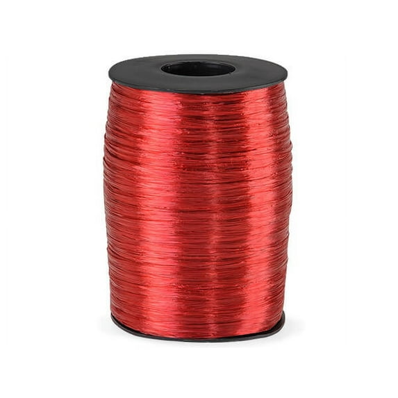 Pack Of 1, Solid Pearlized Red Synthetic Raffia Ribbon 500 Yds Made in USA