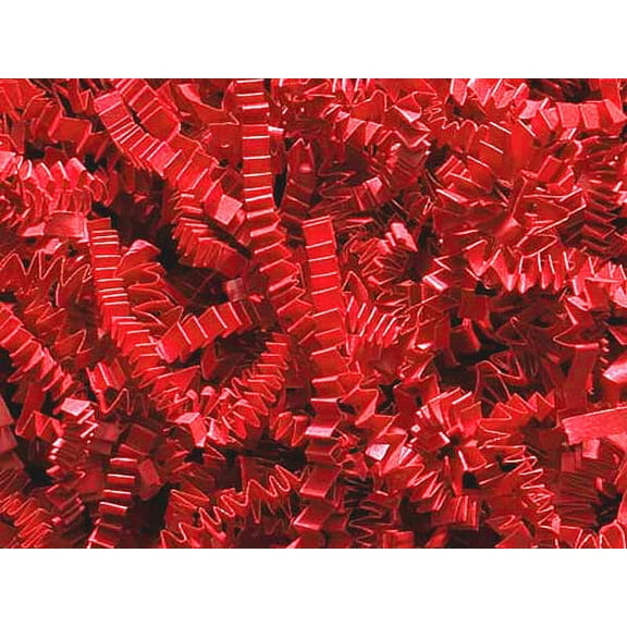 Pack Of 1, Solid Red Crinkle Cut Paper Shred (Spring-Fill / Zig Fill) 1/8" Wide 8 Oz Made In USA