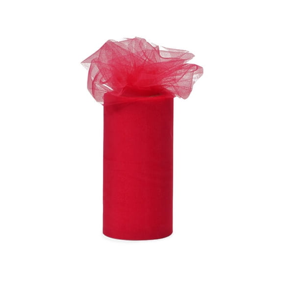 Pack Of 1, Solid Red Flame Retardant Tulle Ribbon 6" X 25 Yds 100% Nylon Netting Made In USA Great Floral & Gift Netting Ribbon