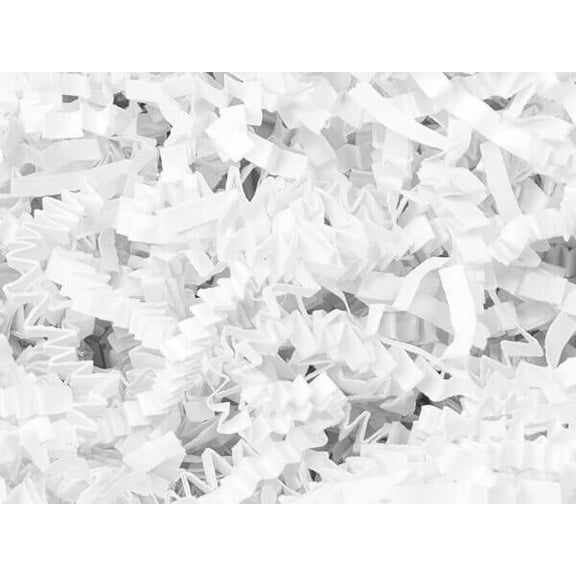 Pack Of 1, Solid White Crinkle Cut Paper Shred (Spring-Fill / Zig Fill) 1/8" Wide 8 Oz Made In USA