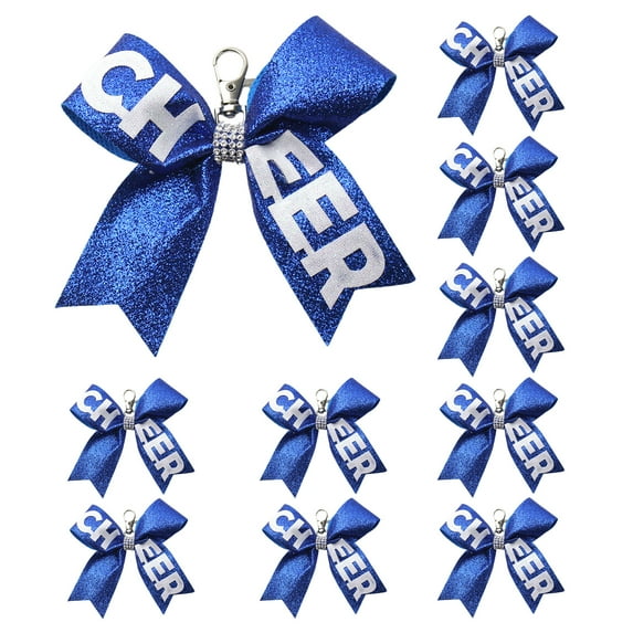 Pack Of 10 Cheer Bowknot Keychains Rhinestones Accent Keyrings Pendant For Teen Girls Cheerleading Sports Accessories