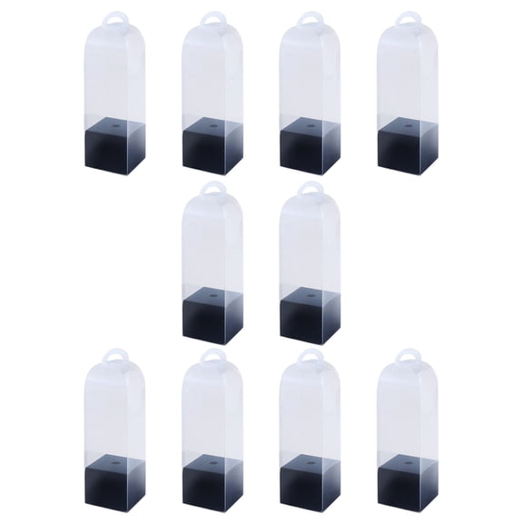 Pack Of 10 Clear PVC Flower Boxes Clear Bouquet Bags With Handles For Single Rose Display And Gift Packaging