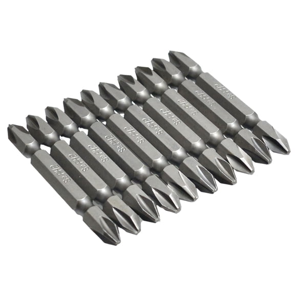 Pack Of 10 Double Head Crosses Head Screwdriver Bits 65mm Long Carbon Steel PH2 Design For Furniture And Electronics