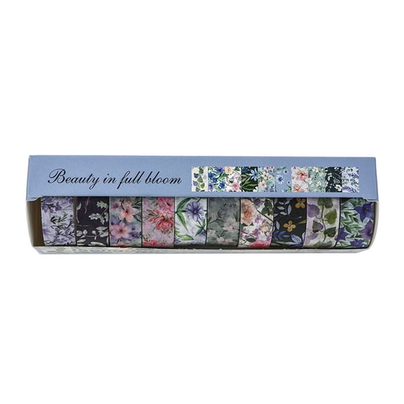 Pack Of 10 Flower Pattern Tape Decorative Masking Tape for Scrapbooking Journaling Photo Album Skateboard Laptop