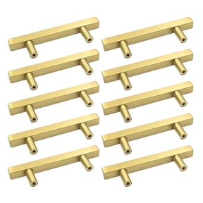 Pack Of 10 Gold Cabinet Handle Brushed Brass Drawer Pulls Square Rod Designs Decorative Handle for Kitchen & Dresser