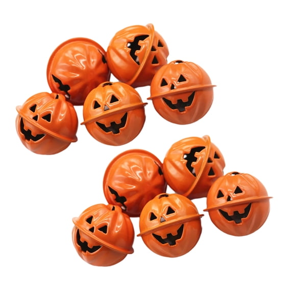 Pack Of 10 Halloween Pumpkin Bells Metal Smiling Face Pendants for Earring Making and Party Crafts Jewelry Component