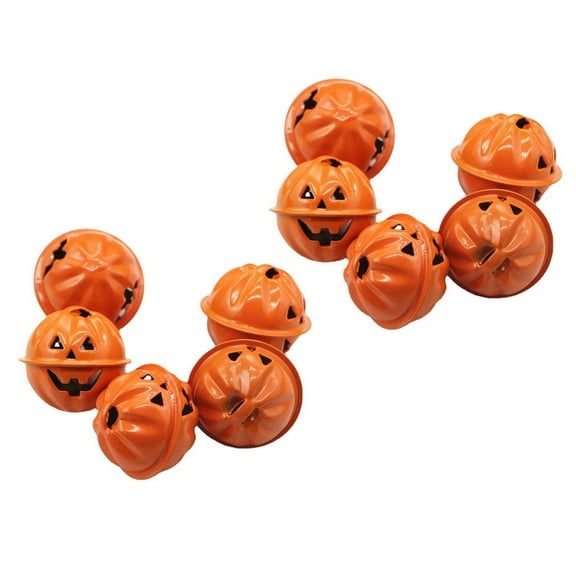 Pack Of 10 Halloween Pumpkin Bells Metal Smiling Face Pendants for Earring Making and Party Crafts Jewelry Component