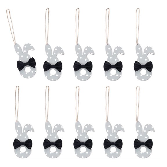 Pack Of 10 Holiday Wood Cartoon Rabbit Pendants Rabbit Ornamentation Handcraft Decors For Home And Kids Room Display