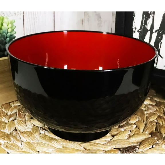 Pack Of 10 Japanese Black Red Lacquer Copolymer Plastic Large Ramen Bowls 38oz