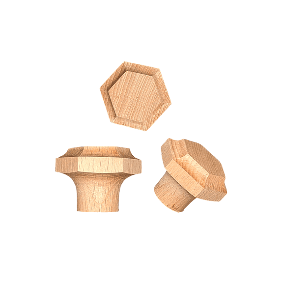Pack Of 10 Pieces Hexagon shape Wooden Furniture Knobs for Drawers, Cabinets, Kitchens, and Cupboards