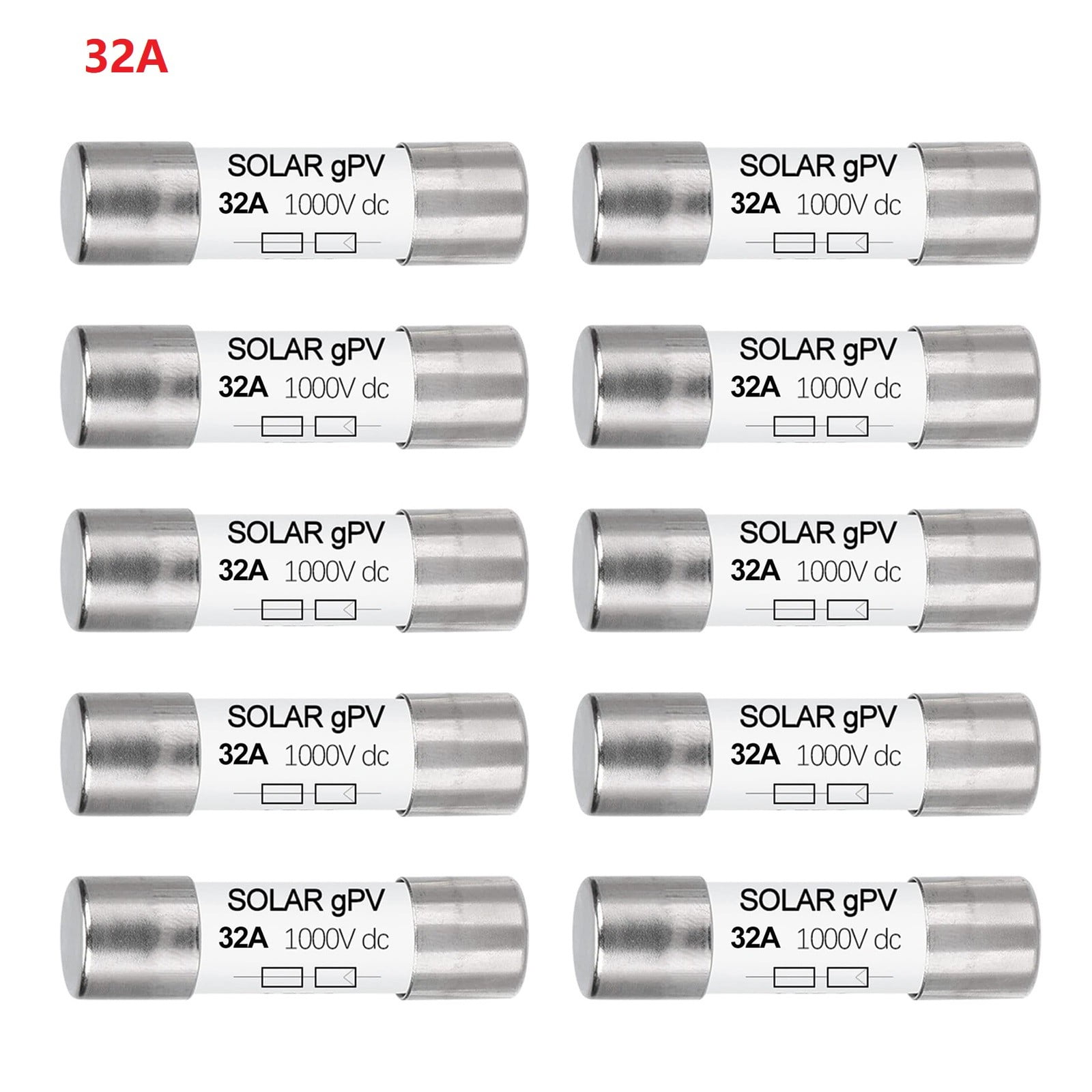 Pack of 10 PV Fuse DC1000 V 10x38mm Fuses High Voltage Fuse Tube Flash
