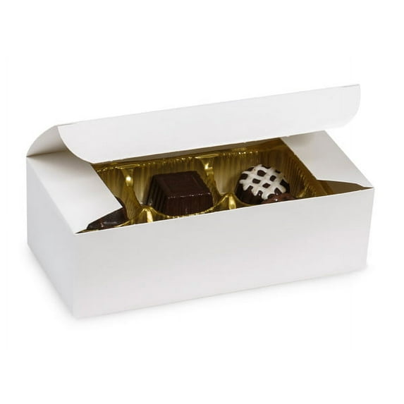 Pack Of 10, White Gloss Candy Box 1/2 Lb 5.5 X 2.75 X 1.75" 1 Pc Boxes Made In USA For Candy / Fine Chocolates & Fudge