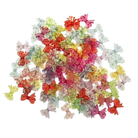 Pack Of 100 Colorful DIY Electroplated Bowknot Beads Handcraft Accessories For Jewelry Making And Creative Projects