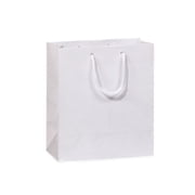 Pack Of 100, Cub 8 X 4 X 10 Solid White Deluxe Gloss Color Laminated Paper Gift Bags
