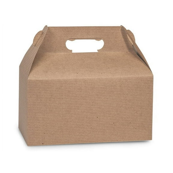 Pack Of 100, Kraft Recycled Gable Boxes 9.5 X 5 X 5" 100% Recycled For Food Service & Unique Gift Presentations