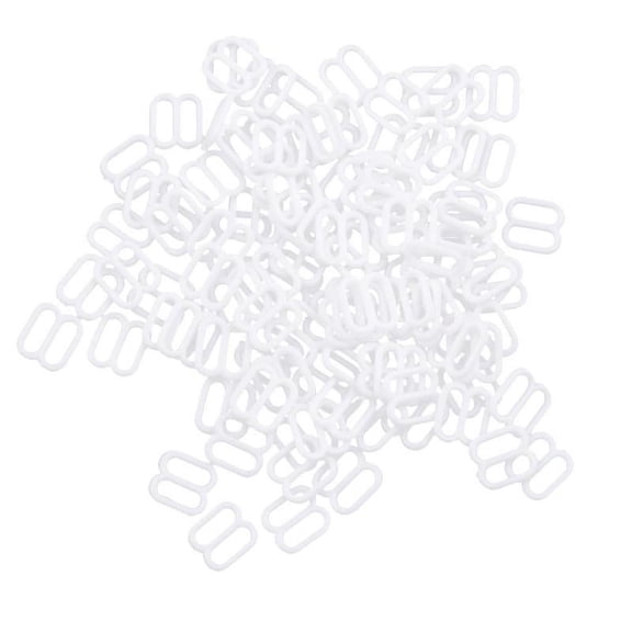 Pack Of 100 Plastic Lingerie Adjustment Strap Slides Hardware Sewing Clips Clasp Hooks Rings Buckles For Bra Strap Underwear