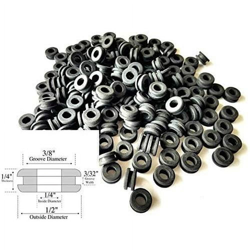 Pack Of 100 Rubber Grommets 1/4 Inside Diameter 3/32" Width Fits 3
