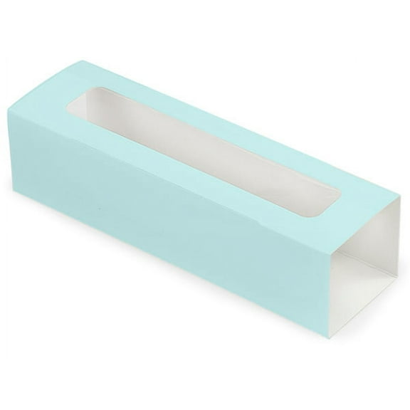 Pack Of 100, Solid 8-1/4X2.5X2" Aqua Cookie Box Sleeve w/Window Perfect For Cookies, Macarons, Candies & Treats