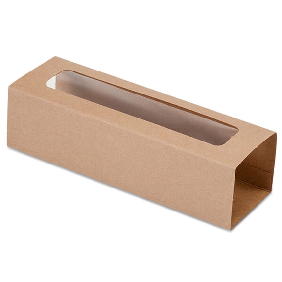 Pack Of 100, Solid 8-1/4X2.5X2" Kraft Cookie Box Sleeve w/Window Perfect For Cookies, Macarons, Candies & Treats