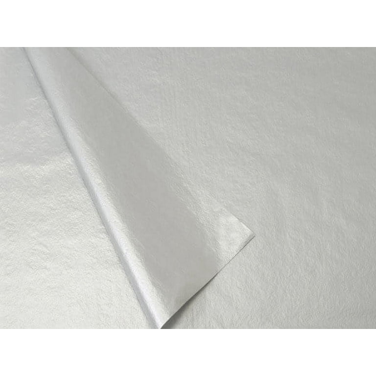 Pack Of 100, Solid Metallic Silver & Silver Tissue Paper 20 x 30 Sheets  2-Sided Made in USA