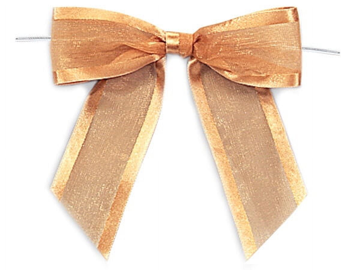 Wraps 4 Gold Satin Edge Sheer Organza Pull Bow, 12 Pack