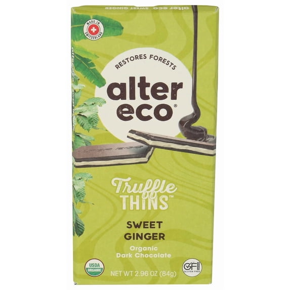 (Pack Of 12) Alter Eco Chocolate Bar Truffle Sweet Ginger Organic 2.96 Oz