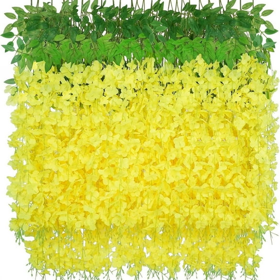 Pack Of 12 Artificial Wisterias Flowers For Wedding Indoor Outdoor Decoration With Realistic Silk Florals
