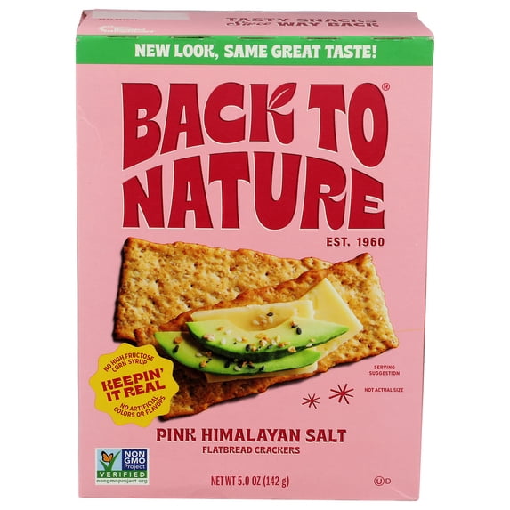 (Pack Of 12) Back To Nature Flatbread Crackers Pink Himalayan Salt 5 Oz
