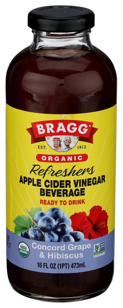 (Pack Of 12) Bragg Beverage Organic Apple Cider Concord Grape and Hibiscus 16 Oz