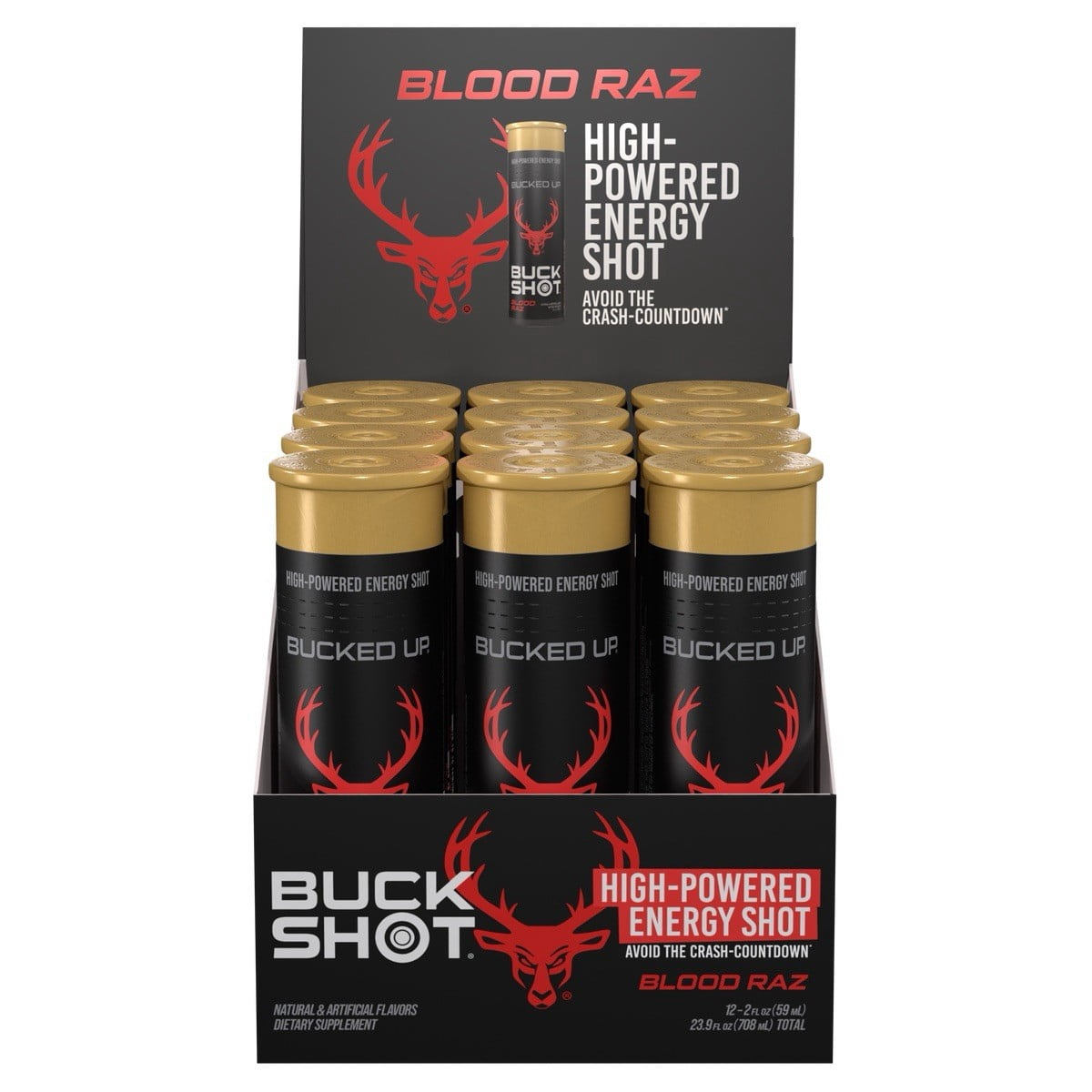 what flavor is blood raz bucked up Pack Of 12) Shot Buck 2 Fl Oz UK Lost THC V2 7.5g Pre-filled pod kits Select Flavor ::Cherry Lemon Mint Acetyl L