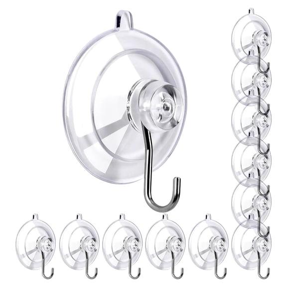 Pack Of 12 Clear PVC Suction Cup Hooks With Nonrust Steel Hooks Holds Up To 10lbs For Bathroom Kitchen Glass Tiles