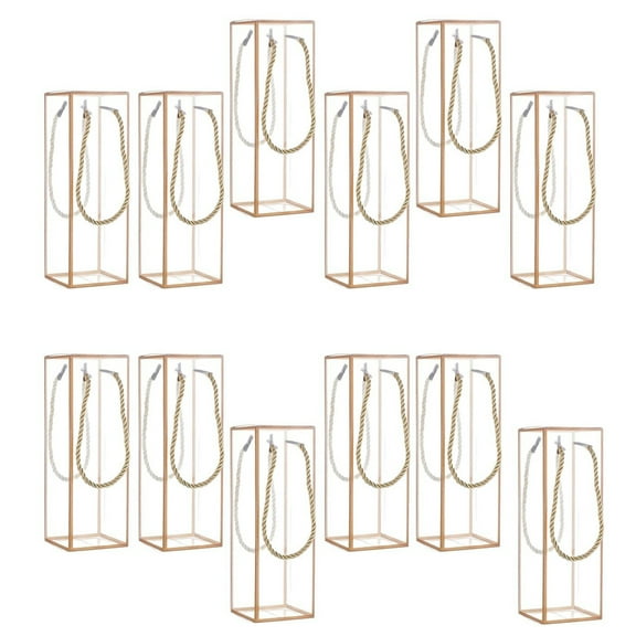Pack Of 12 Clear Rectangle Gift Boxes With Golden Border For Elegant Bridal And Party Treats Packaging
