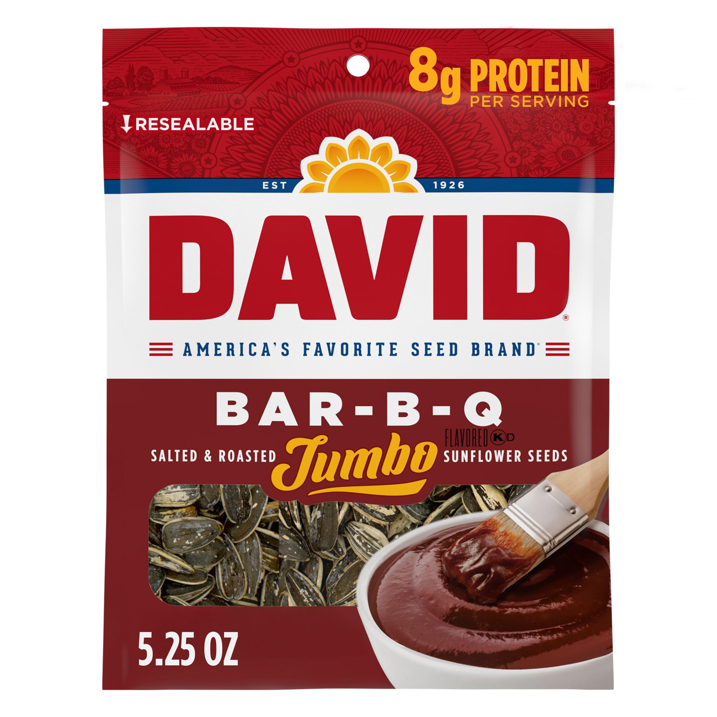 (Pack Of 12) David Sunflower Seeds Bbq 5.25 Oz