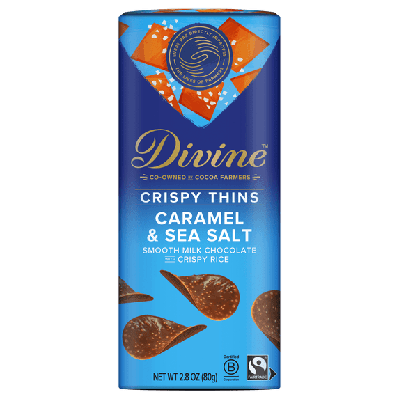 (Pack Of 12) Divine Chocolate Chocolate Thin Milk Caramel Sea Salt 2.8 Oz