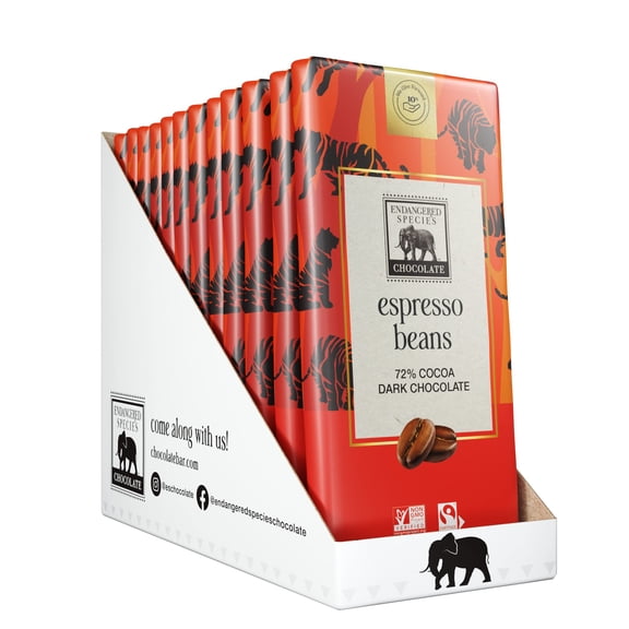 (Pack Of 12) Endangered Species Chocolate Tiger Dark Espresso Bar 3 Oz