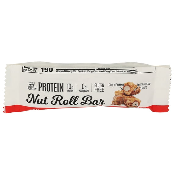 (Pack Of 12) Genius Gourmet Keto Bars Roll Vanilla Caramel Peanut 1.8 Oz