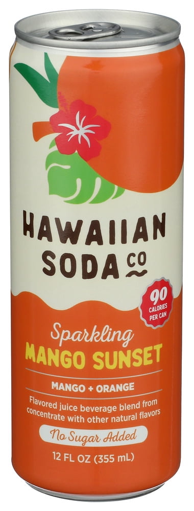 (Pack Of 12) Hawaiian Soda Co Juice Sparkling Mango Sunset 12 Fo