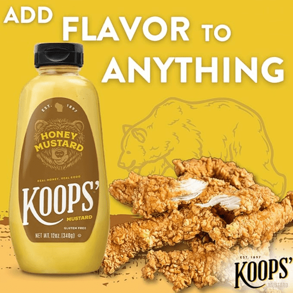 (Pack Of 12) Koops Mustard Squeeze Honey 12 Oz